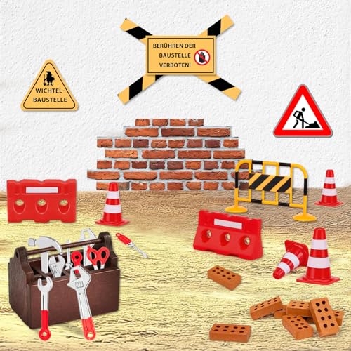 Wichtel Zubehör Baustelle,24Pcs Wichtel Baustelle Set,Miniatur Wichtel Zubehör,Wichteltür Baustelle Puppenhaus Zubehör 1/12,Wichtelbaustelle Miniatur Deko Weihnachten,Wichtel Baustelle Einzug von Luckeey