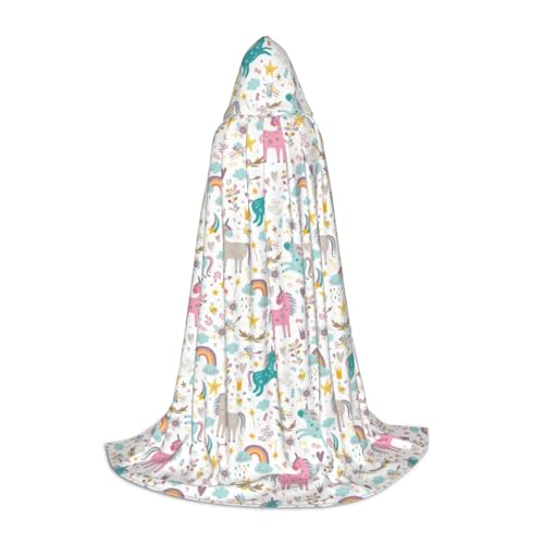Einhörner, mehrfarbiger Druck, Halloween-Kostüm, Kapuzenumhang für Männer und Frauen, Party, Cosplay, Zauberer, Hexe, Wikinger Einhörner, mehrfarbiger Druck, Halloween-Kostüm, Kapuzenumhang für Männer und Frauen, Party, Cosplay, Zauberer, Hexe, Wikinger von Luckily&Day