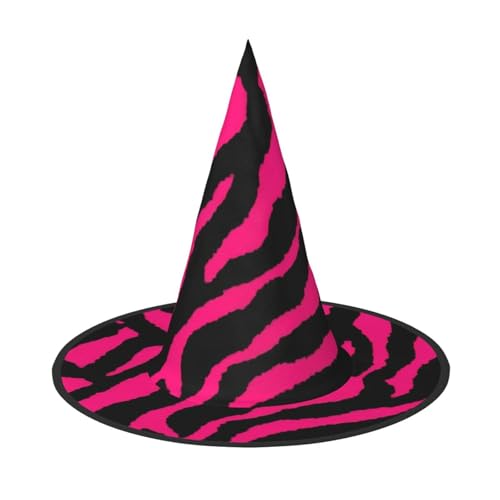 Luckily&Day Zebra Tiger Leopard roter Druck Halloween Hexenhut Steeple Top Kostüm Zubehör Frauen Kopfbedeckung für Party Cosplay von Luckily&Day