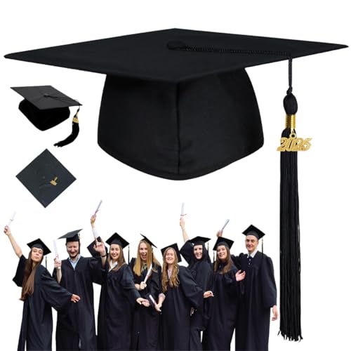 Lucktao Bachelor Hut,Graduation Hat,Doktorhut,Abschluss Hut,Absolventenhut in Schwarz,Uni Abschluss Hut 2025 Anhänger Quaste,für Abschlussfeiern vom Universität, Hochschule, Abitur von Lucktao