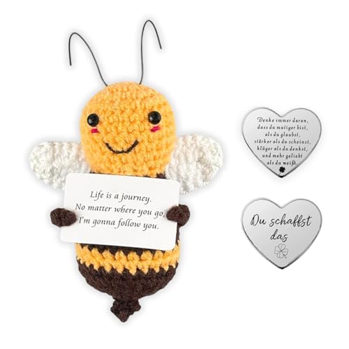 Lucktao Pocket Hug Positive Bee,Niedliche Häkelbiene Puppe,Positive Energie Biene Glücksbringer,Positive Potato,Biene Kuscheltier,Lustige Positive Bienen,für Freundin,Kinder,Positive Geschenke von Lucktao