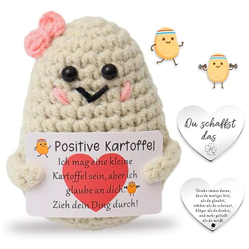 Lucktao Positive Potato,Positive kartoffel,Creative Knitted Wool Potato Doll,Positive kartoffel deutsch,Pocket Hug Glücksbringer,Glückskartoffel,Geschenkideen für Frau,Gifts for Girlfriend,Boyfriend von Lucktao