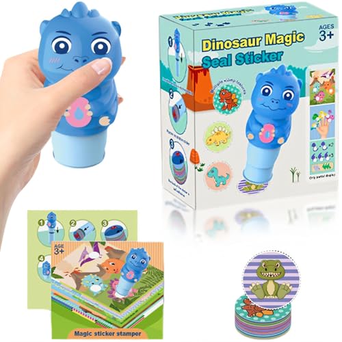 Lucktao Sticker Wow,Dinosaurier-Paket,Aktivitätenblock,100 Aufkleber,kleines Bilderbuch,Sticker Stempel Kinder,Kleine Geschenke für Kinder,Reisespiele Kinder ab 3,Aktivität-Bastelspielzeug Sammelfigur von Lucktao