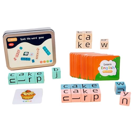 Buchstabier-Wortspiele, Kreuzworträtsel-Holzblöcke | Kreative Wortlernspiele aus Holz,-Lernspielzeug aus Holz, lustiges Puzzle für die Früherziehung für Zuhause, Vorschule, Kindergarten von Luckxing