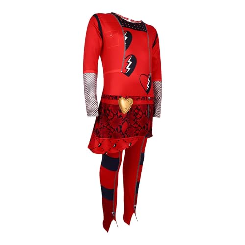 Halloween-Kostüm Kinder Overall Cosplay-Kostüm Rise Of Red Costume Descendant Movie Cosplay Kostüm Kinder Mädchen, Kleid Kinder Karneval Halloween Geburtstag Party Dress Up Für Kinder 3-13 Jahre von Luckxing