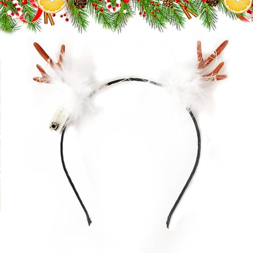 Leuchtendes Weihnachtsstirnband, süße Weihnachtsstirnbänder - Weihnachts-LED-Haarreifen | Festliche Kinder-Stirnbänder, leuchtende Geweih-Haarbänder für Kinder und Erwachsene, Partygeschenke von Luckxing