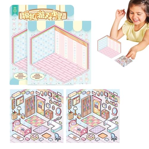 Luckxing Aufkleberszenen, Aufkleberszenen für Kinder - Aufkleber zum Stressabbau mit 3D-Effekt - Kleine Raumszenen-Aufkleber für Kinder, Stressabbau-Aufkleber, dekorative Scrapbook-Aufkleber von Luckxing