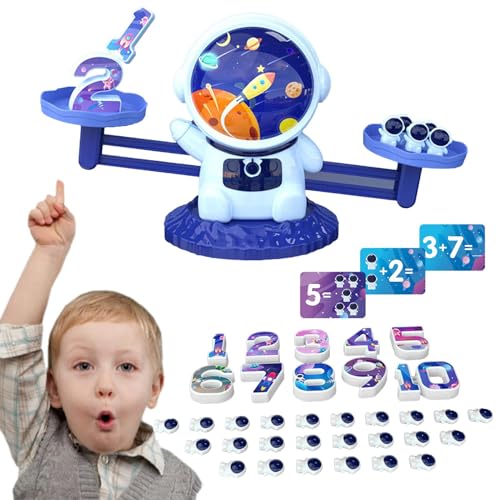 Luckxing Balance Zählen Mathe Spielzeug - Astronaut Balance Zählspielzeugwaage,Niedliche Astronauten-Digital-Sprachwaage, Lernspielzeug, Geschenke für Kleinkinder im Vorschulalter, Kinder ab 5 Jahren von Luckxing