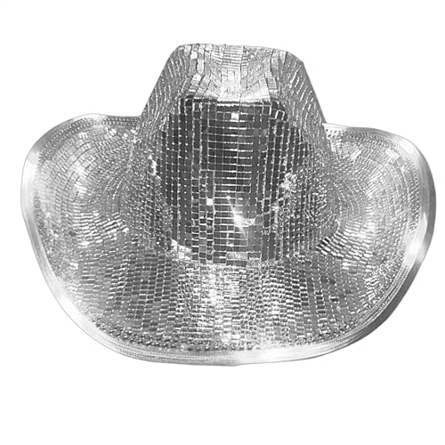 Luckxing Disco-Kugel-Cowboyhut, glitzernder Cowboyhut | Pailletten-Glitzer-Disco-Kugelkappen, Disco-Spiegelhut,Atemberaubender glitzernder, lustiger Partyhut für Partyzubehör, Damen, Party, Tanz, von Luckxing