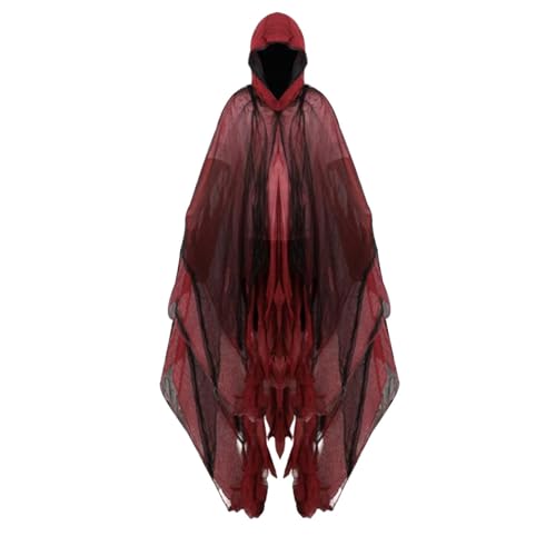 Luckxing Halloween Spooktacular Umhang Mit Kapuze, Halloween Geister Kostüm Erwachsene Gruselige Halloween Umhang Mit Kapuze Geist Cape Outfit Gruseliges Ghul Kostüm Für Herren Damen von Luckxing