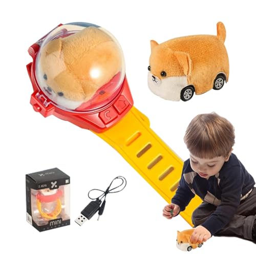 Luckxing Kinder-Armbanduhr-Autospielzeug, ferngesteuertes Auto-Spielzeuguhr,USB-Aufladung, Rennwagen-Fernbedienung, Uhr, Spielauto | Kleines 2,4-GHz-Autospielzeug, Plüschhund, elektrisches Spielzeug von Luckxing