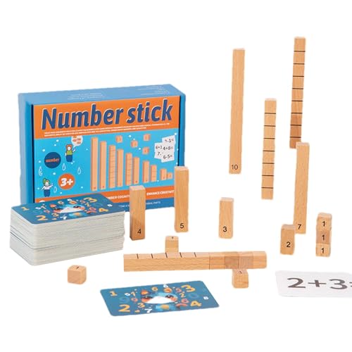 Luckxing Math Manipulatives Spielzeug, Zählwürfel für Kinder Mathe,STEM-Lernspielzeug zur Zahlenerkennung mit Aktivitätskarten - Mathe-Manipulationsspielzeug für Kleinkinder im Vorschulalter aus Holz, von Luckxing