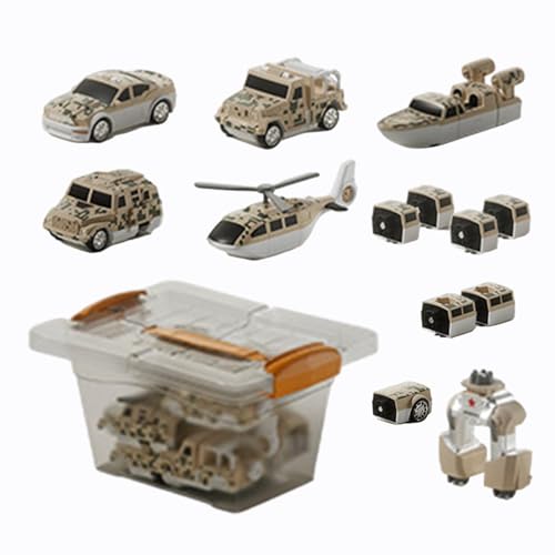 Luckxing Spielfahrzeug-Set, Spielzeug mit verwandelnden Fahrzeugen - Magnetisches, verwandelndes Spielzeugfahrzeug für Kinder - Fahrzeugblöcke, Sammelfiguren für Kinder für Schlafsaal, Wohnzimmer von Luckxing