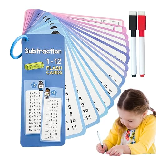 Mathematik-Lernkarten,Mathe-Lernkarten,15x Lernkarten zum Lernen | Abteilung übt das Lernen von Karteikarten mit trocken abwischbaren Stiften für die 3. und 4. Klasse von Luckxing