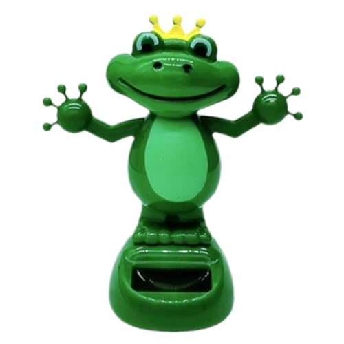 Solar Frosch Mit Krone Wackelfigur Solarfigur Wackelkopffigur, Froschkönig Wackelfrosch, Wackelkopffrosch Auto Wackelkopftier Solar-Frosch-Schaukelspielzeug, Lustiges Armaturenbrett, Schwingendes von Luckxing