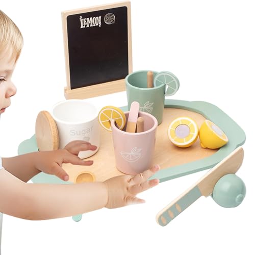 Teeservice für Kinder, Spielzeug-Teeservice, Tea Time Toys Spielen Essen Tee-Set Spielzeug, Teeparty-Set, Rollenspiel-Küchenspielzeug, Lernspielzeug, Holz-Teeservice mit Tassen und Löffeln von Luckxing