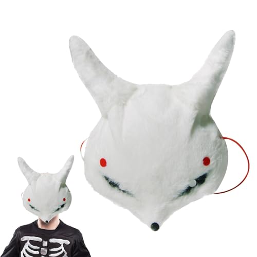 Tierische Halbgesichtsmaskerade,Pelztiermaskerade - Cosplay Plüsch Maskerade halbe Gesichtsbedeckung | Niedliche weiße Cosplay-Kostüm-Requisiten, Karnevalsmaskerade für Halloween, Weihnachten von Luckxing