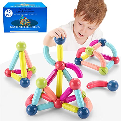 Luckynono Magnetkugel,Magic Balls and Rods Set, pädagogisches Magic Balls Spielzeug, Bunte Bausteine ​​Spielzeug, Sticks Balls Educational Toys Stapelspielzeug für Kinder (52 Stück) von Luckynono