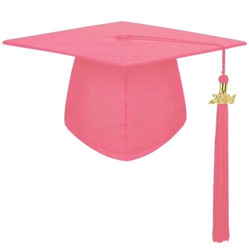 Luclay Doktorhut Studentenhut, Abschluss Hut 2024 Jahreszahl Tassel Anhänger Adjustable Bachelor Hut, Graduation Hat für Universität, Abitur Abschluss,Hochschule-Rosa von Luclay