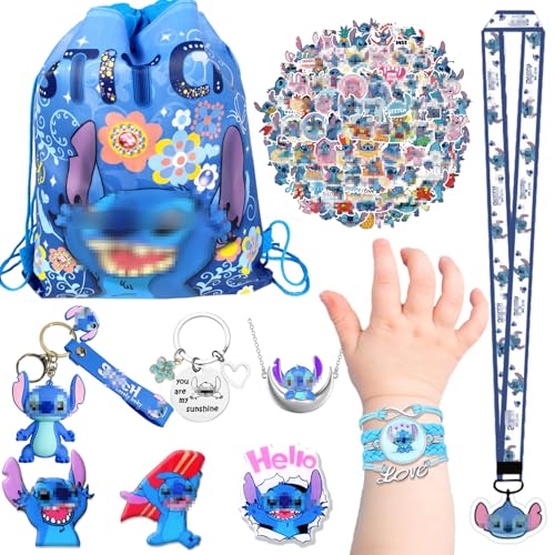 Luclay Party Mitgebsel Kindergeburtstag Stit Sachen Geschenk Kinder- Turnbeutel Spielzeug mit Kordelzug Rucksack Aufkleber Armband Halskette Brosche Schlüsselanhänger Weihnachts Goodie Bag Füllstoffe von Luclay