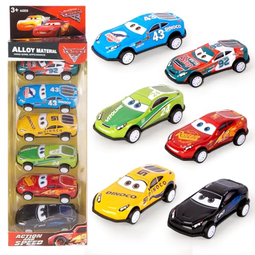 Spiel zeugauto Lightning Cars Autos Set- 6 Stück Mc- Queen Spielzeug Metall Kinder Mini Die Cast Modellauto Realistischen Cars Spielzeug Kleine Fahrzeuge Geburtstag Weihnachten Ostern Geschenke Jungen von Luclay