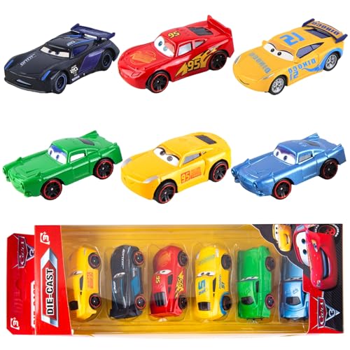 Model car 6 Stück Mc-queen, Spielzeug Automodell, Lightning Kinderspielzeug - Detailreich Gestaltete Autos für ab 3 Jahren Jungs, Sammler und Spielzeugliebhaber - Geschenke für Geburtstagsfeiern von Luclay