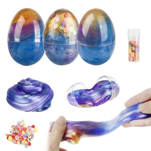 Schleim Eier Set-Galaxy Egg Slime Kit Crystal Clay Schleim Spielzeug Schleim Kinder Stressabbau für Mädchen Jungen Ostern Geschenk Thema Party Favor Supplies Basket Stuffers Kindergeburtstag Mitgebsel von Luclay