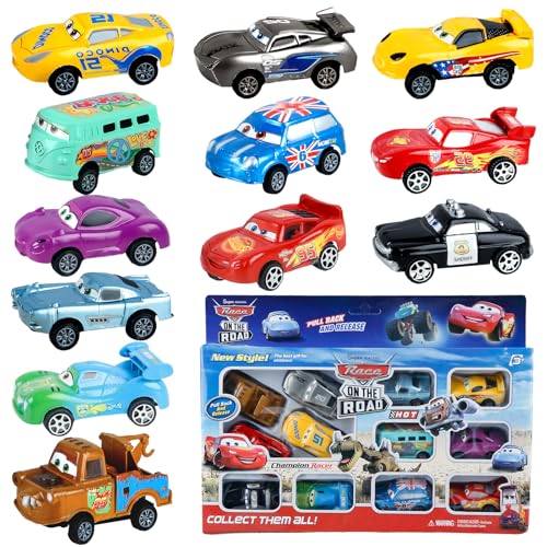 Spielzeugauto Kinder Lightning Cars Autos Set- 12 Stück Mc- Queen Kinder Spielzeug Metall Mini Die Cast Modellauto Mini Cars Spielzeug Kleine Fahrzeuge Car Toys als Geburtstag Weihnachten Geschenke von Luclay