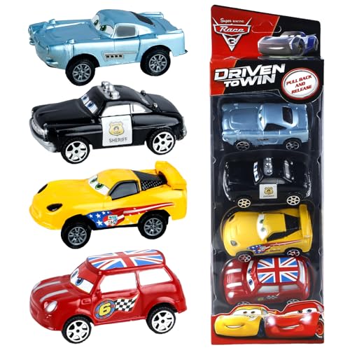 Spielzeugauto Kinder Lightning Cars Autos Set- 4 Stück Mc- Queen Kinder Spielzeug Metall Mini Die Cast Modellauto Mini Cars Spielzeug Kleine Fahrzeuge Car Toys als Geburtstag Weihnachten Geschenke von Luclay