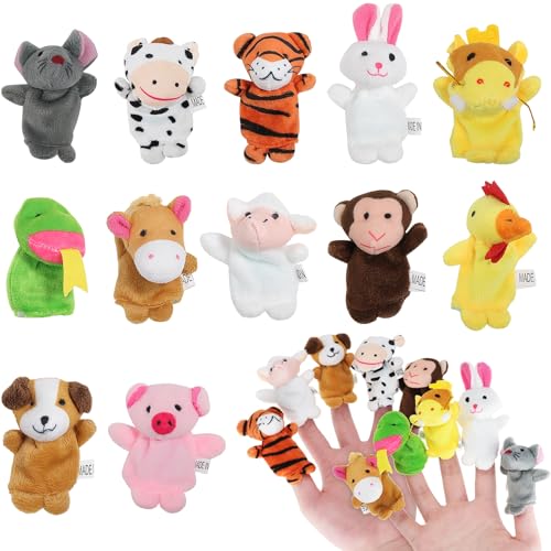 12 Stück Fingerpuppen für Kinder, Finger Plüschtier, Tier Fingerpuppe, Mini Plüschtiere für die Rollenspiel Frühkindliche Bildung Mitgebsel Kindergeburtstag Kleine Geschenke für Kita von Lucywey