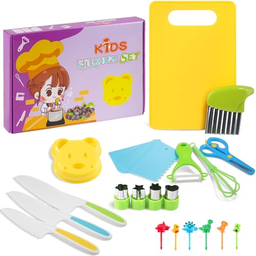 23 Teiliges Kindermesser Set für Kinder ab 3 Jahre, Kommt mit Verpackungsbox, Geeignet als Geschenk, Kinder Sicherheit Kochmesser Küchenmesser, Montessori Messer, Kinder Kochset von Lucywey