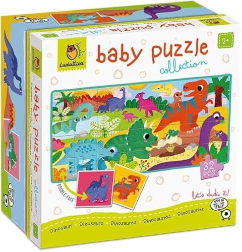 Ludattica - Baby Puzzle Dinosaurier - Puzzle 32 Teile Kinder 2+ - Zwei Spiele in einem - Größe 67 x 32 cm - Made in Italy von Ludattica