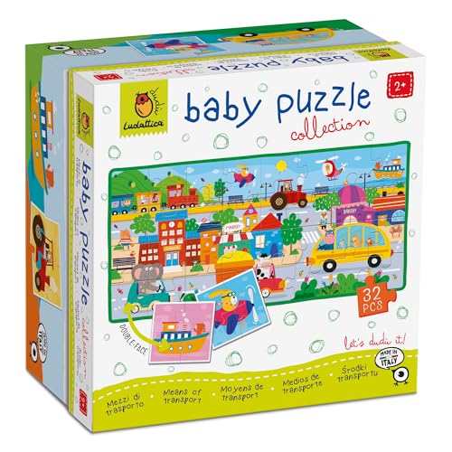 Ludattica | Baby Puzzle Transportmittel | doppelseitiges Puzzle für Kinder 2+ | Lernspiel | Kinderpuzzle | Zwei Spiele in einem | Made in Italy von Ludattica