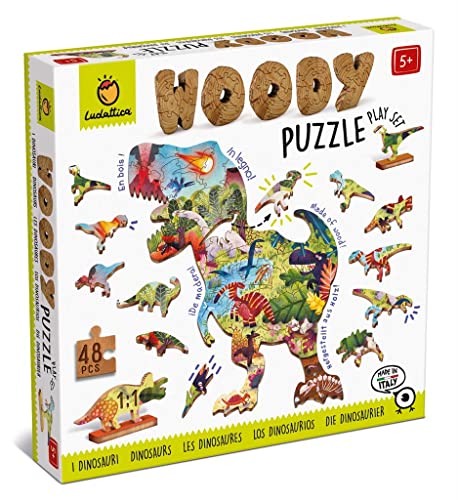 Ludattica 22143 Puzzle aus Holz, Dinosaurier, 48 Teile von Ludattica