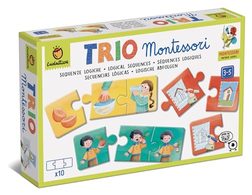 Ludattica - MONTESSORI SPIELE - Montessori Trio Entdecken Sie die logischen Sequenzen "Vorher und Nachher" mit der Montessori-Methode! Lernspiel 3-5 Jahre - Made in Italy von Ludattica