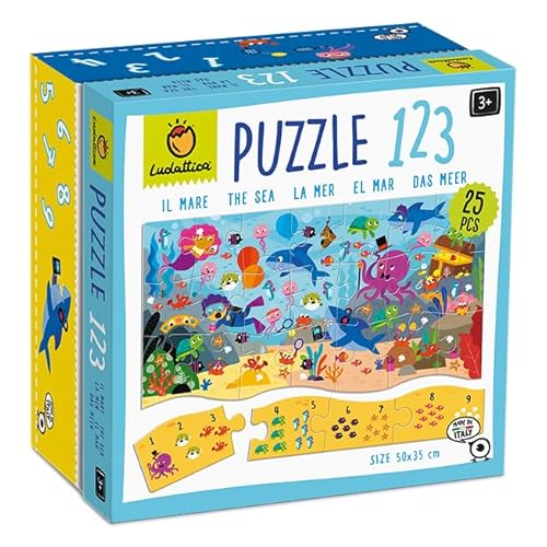 Ludattica - Puzzle 123 Das Meer - Puzzle 25 Teile Kinder 3+ - Zwei Spiele in einem - Größe 50 x 35 cm - Made in Italy von Ludattica