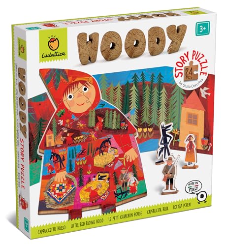 Ludattica - Woody Story Puzzle - Rotkäppchen | Holzpuzzle für Kinder ab 3 Jahren mit 24 Teilen - Zwei Spiele in einem - Made in Italy von Ludattica