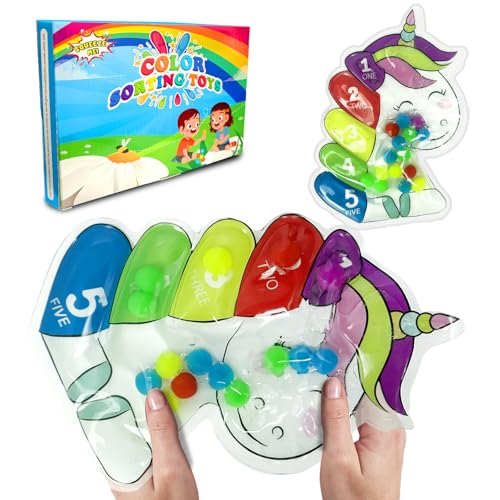 Ludihive Sensorisches Spielzeug, Farblich Passendes Feinmotorikspielzeug für Kleinkinder, Farbsortierspielzeug, Autismus Spielzeug Squeezable Fidget Spiel für ADHS und Autismus(Einhorn) von Ludihive