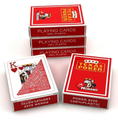 Ludomax Fünferpaket Texas Poker Hold´em rot von Modiano, 100% Plastic Spielkarten von Ludomax