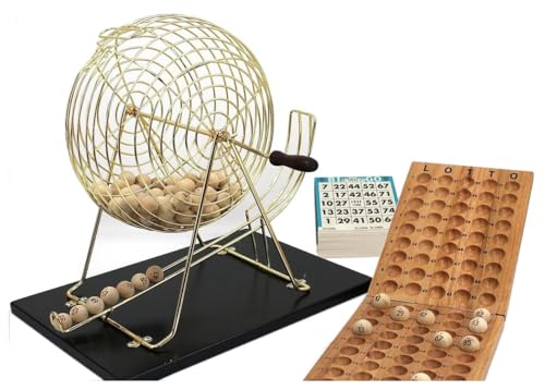 Ludomax Große Bingo Mühle, komplett 1-75 und Tickets, mit großer Metall - Trommel, Bingo Spiel Gesamthöhe ca. 43 cm von Ludomax