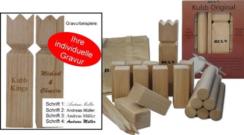 Ludomax Kubb Original, Gummibaum,Geschenk Idee mit Gravur in Premium Qualität von Bex von Ludomax