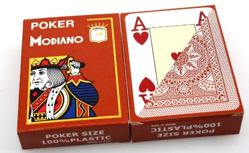 Ludomax Zweierpaket Poker von Modiano, 100% Plastic, 4 Jumbo Index, Farbe braun von Ludomax