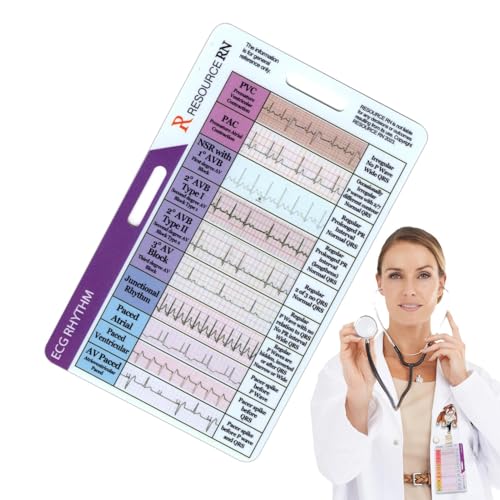 EKG/EKG Rhythmus Pocket Card EKG Rhythmus Interpretation Badge Card EKG Cardiac Card ECG Rhythm Flash Cards For Medical & Nursing Students, Sanitäter von Lueear