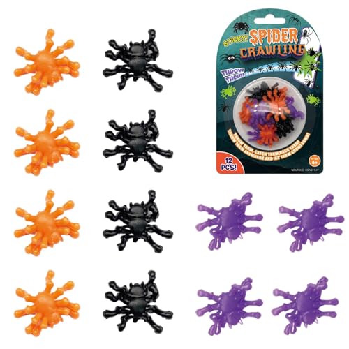 Lueear Grusel-Streichspielzeug, Spinnenspielzeug für Kinder - Sticky Wall Climb Scare Toys | 12-teiliges lustiges Halloween-Witzspielzeug, weiches Streichzubehör für Partygeschenke, Entspannen, von Lueear