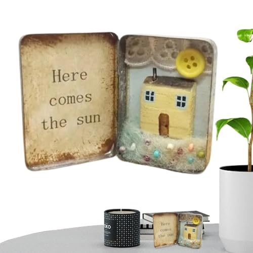Lueear Miniaturhaus-Set für Kinder, Miniaturhaus-Set | Miniatur-Blechkasten-Hausszene | Holzhaus-Miniaturbausatz, handgefertigtes DIY-Hausmodell für Jugendliche und Erwachsene, Mini-Hausszenenbausatz von Lueear