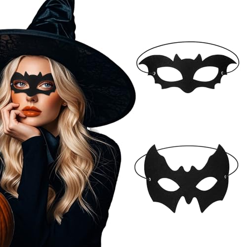 Lufdegim 2 Stück Fledermaus Kostüm Maske, Fledermaus Kostüm Damen Augenmaske Schwarz Maskerade Vampir Gotik Fledermaus Accessoires, Karneval Maske für Karneval Fasching Halloween von Lufdegim