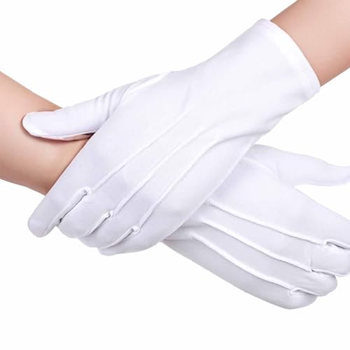 Lufdegim 3 Paar Nylon Handschuhe Dreirippige Nylon-Handschuhe Zeremonielle Handschuhe Karneval Kostüm 1920er Liturgieteam Eingang der Athleten Polizisten Überprüfungstruppen Partei Weiß von Lufdegim