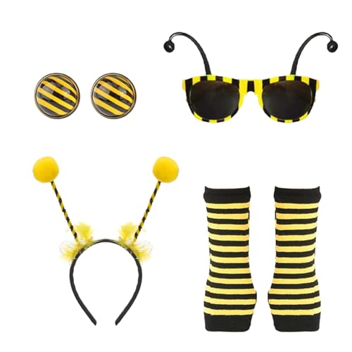 Lufdegim 4 Stück Bienen Kostüm Damen, Kostüm Biene Damen für Erwachsen Karneval Cosplay Kostüm Damen mit Bienen Haarreif Brille Handschuhe Bienen Kostümzubehör für Karneval Fasching Cosplay Kostüm Lufdegim 4 Stück Bienen Kostüm Damen, Kostüm Biene Damen für Erwachsen Karneval Cosplay Kostüm Damen mit Bienen Haarreif Brille Handschuhe Bienen Kostümzubehör für Karneval Fasching Cosplay Kostüm von Lufdegim