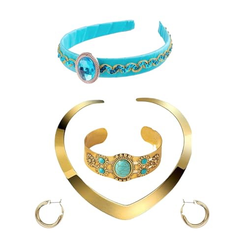 Lufdegim 4Pcs Damen Prinzessin Zubehör-Set - Blaues Haarband & Tiara - Cosplay, Karneval von Lufdegim