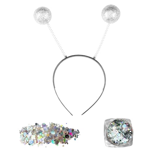 Lufdegim Alien Haarreif, Halloween Kopfschmuck mit 2 Runden Schwingenden Kugeln, mit Holografischer Glitter, Alien Kostüm Accessoires für Erwachsene und Frauen Party Halloween Fasching Kostümzubehör Lufdegim Alien Haarreif, Halloween Kopfschmuck mit 2 Runden Schwingenden Kugeln, mit Holografischer Glitter, Alien Kostüm Accessoires für Erwachsene und Frauen Party Halloween Fasching Kostümzubehör von Lufdegim